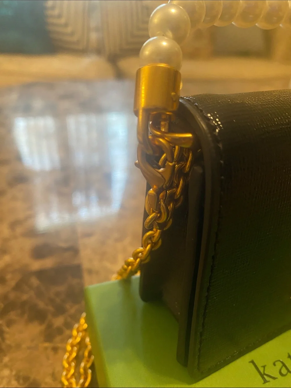 kate spade Black Mini Pearl-Handle Crossbody. The box is included.